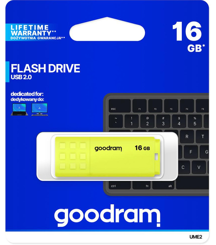 Pendrive GoodRAM 16GB UME2 yellow USB 2.0 - retail blister