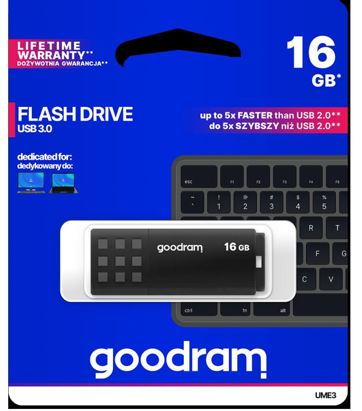 Pendrive GoodRAM 16GB BLACK USB 3.0 - retail blister