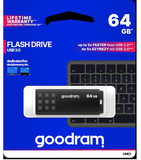 Pendrive GoodRAM 64GB BLACK USB 3.0 - retail blister