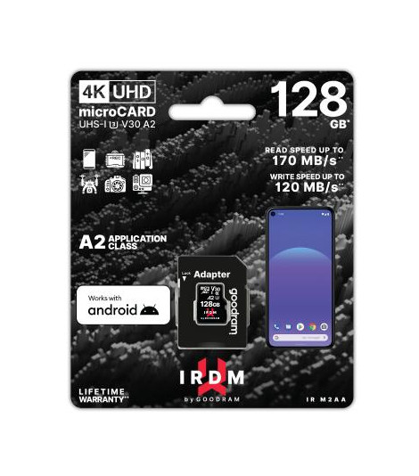 microSD IRDM by GOODRAM 128GB UHS I U3 A2 + adapter