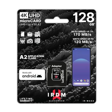 microSD IRDM by GOODRAM 128GB UHS I U3 A2 + adapter