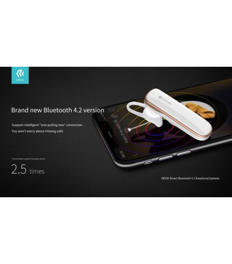 Auricolare Devia Smart Bluetooth 4.2 Riduttore Rumore Bianco