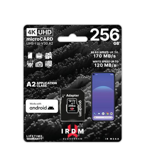 microSD IRDM by GOODRAM 256GB UHS I U3 A2 + adapter