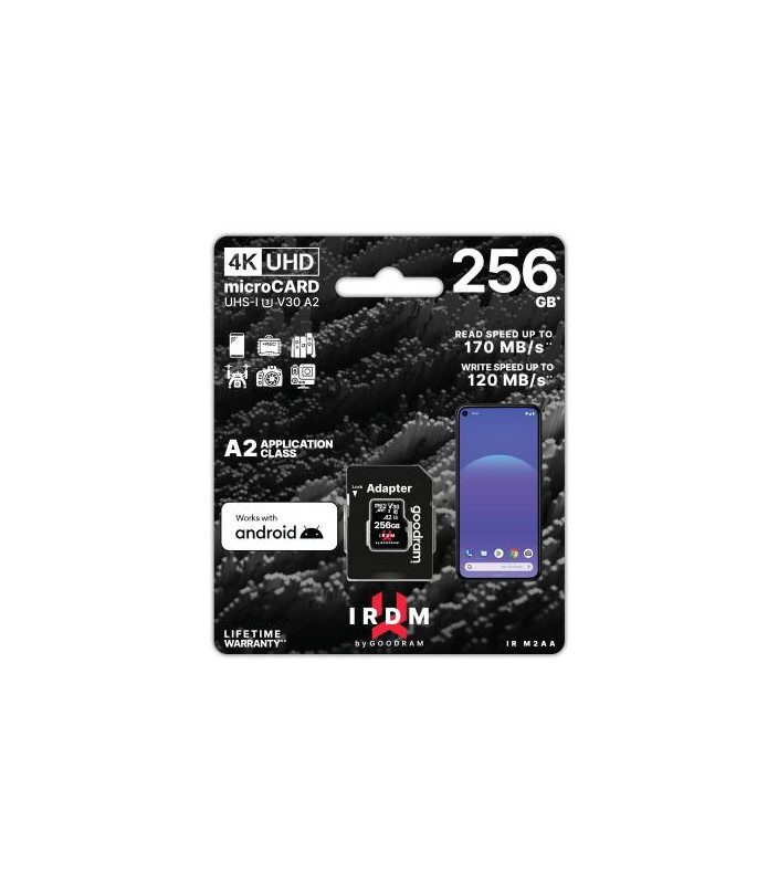 microSD IRDM by GOODRAM 256GB UHS I U3 A2 + adapter