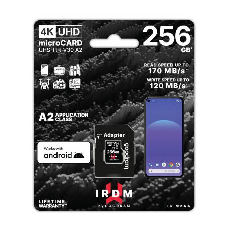 microSD IRDM by GOODRAM 256GB UHS I U3 A2 + adapter