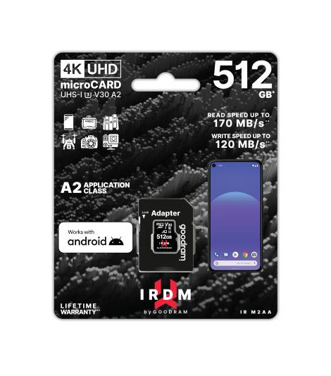 microSD IRDM by GOODRAM 512GB UHS I U3 A2 + adapter