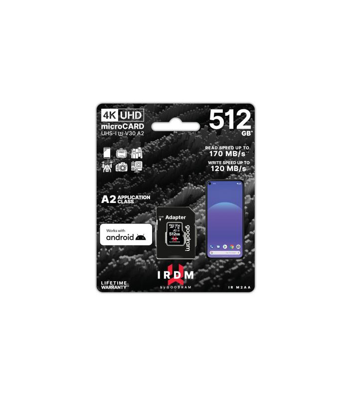 microSD IRDM by GOODRAM 512GB UHS I U3 A2 + adapter