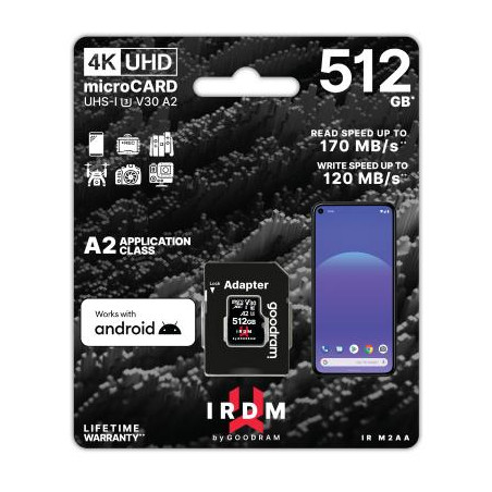 microSD IRDM by GOODRAM 512GB UHS I U3 A2 + adapter