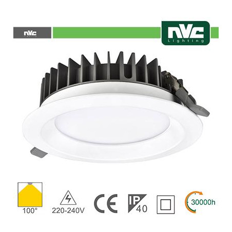 Downlight LED IP40 30W 3000K 2400LM 100º FORO:200mm