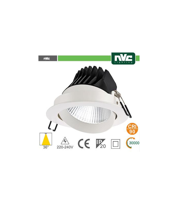 Faro direzionabile LED IP20 25W 4000K 1870LM 36° FORO:150mm