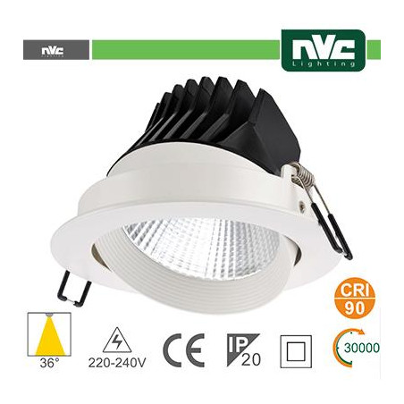 Faro direzionabile LED IP20 25W 4000K 1870LM 36° FORO:150mm