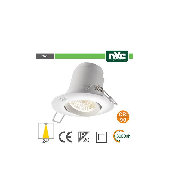 Faro direzionabile LED IP20 9W 3000K 700LM 24º FORO:95mm