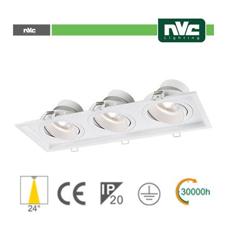 Incasso Multi lampada - 27w (3x9w) 3000k 2160lm 24°