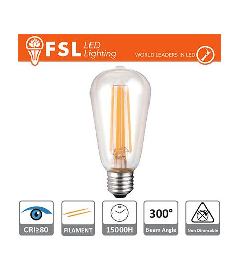Lampada Filamento Edison - 6W 2700K E27 800LM
