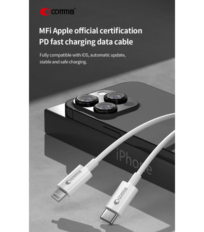 Cavo carica e dati 1,5m 3A Certific. MFI Tipo-C a Lightning