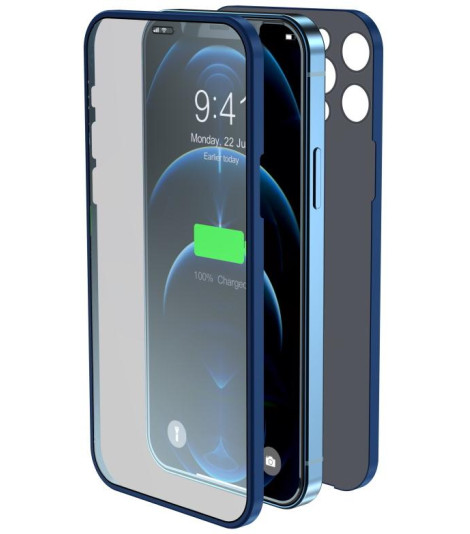 Cover & Vetro Totale protezione per iPhone 12 Pro Max Blu
