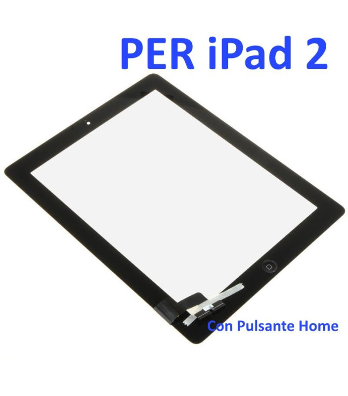 Touch Screen con Pulsante Home e Adesivo per iPad 2 Nero