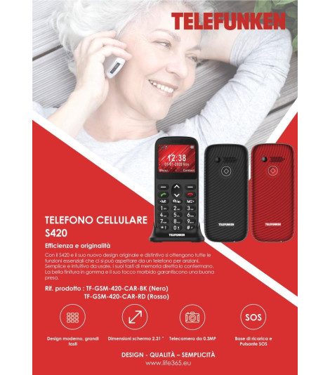 Telefono Cellulare Telefunken S420 con LCD 2.31 Rosso