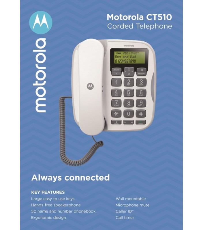 Telefono fisso con Vivavoce e Tasti grandi Motorola CT510