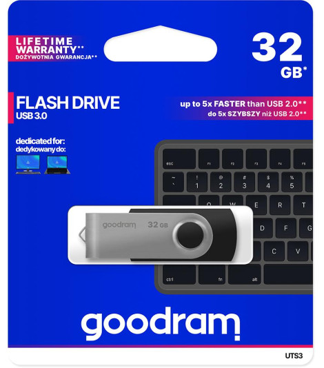 Pendrive GoodRAM 32GB UTS3 BLACK USB 3.0 - retail blister