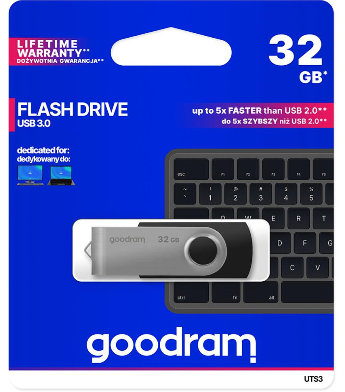 Pendrive GoodRAM 32GB UTS3 BLACK USB 3.0 - retail blister