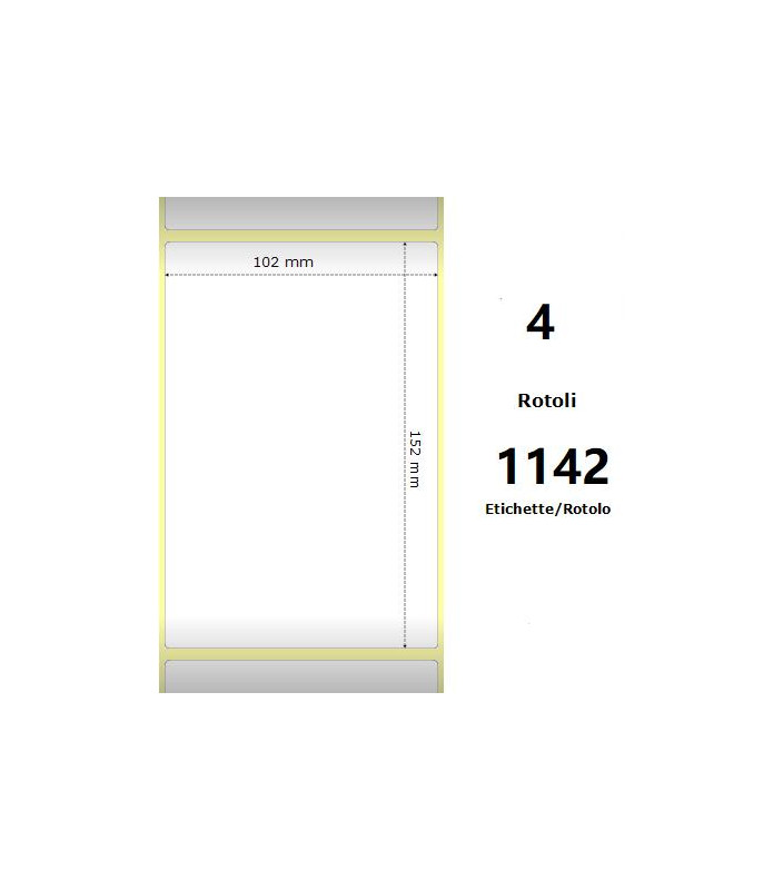 White 102x152mm,1142 Et/Rotolo Z-2000D, 4x6x3 Core, 4 Rolls