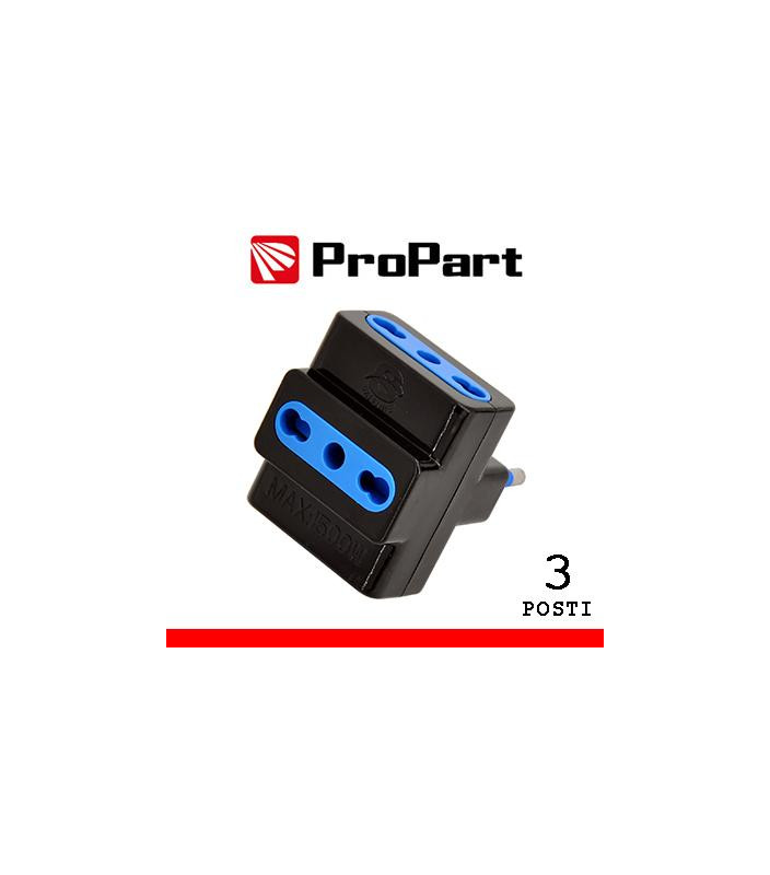 Adattatore 3pos bipasso spina16A nero