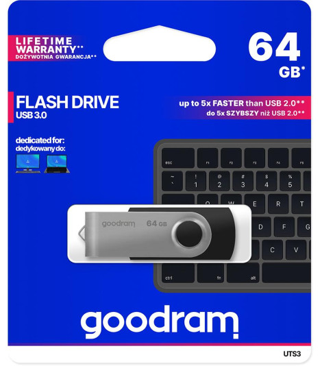 Pendrive GoodRAM 64GB UTS3 BLACK USB 3.0 - retail blister