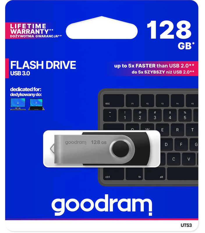 Pendrive GoodRAM 128GB UTS3 BLACK USB 3.0 - retail blister