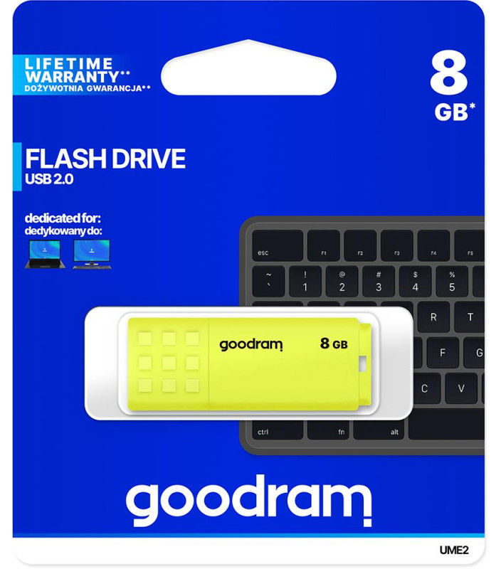 Pendrive GoodRAM 8GB UME2 yellow USB 2.0 - retail blister