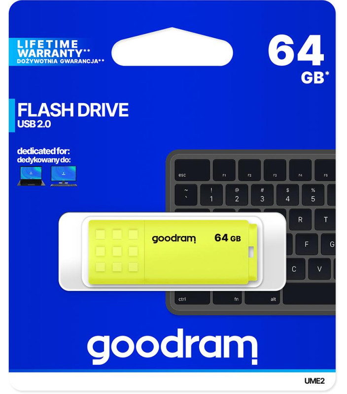 Pendrive GoodRAM 64GB UME2 yellow USB 2.0 - retail blister