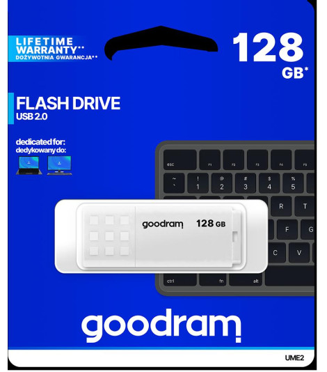 Pendrive GoodRAM 128GB UME2 white USB 2.0 - retail blister