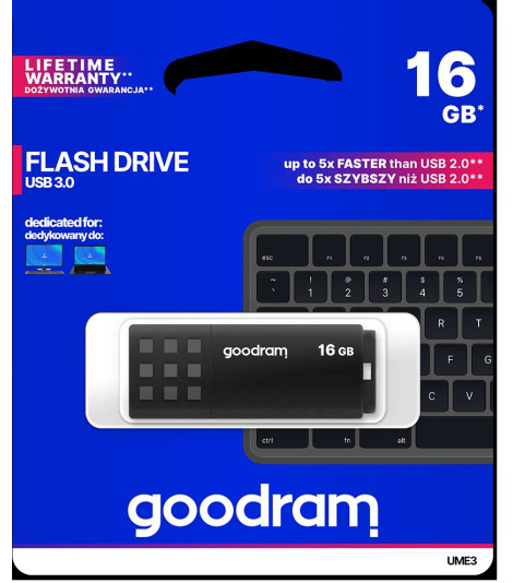 Pendrive GoodRAM 16GB BLACK USB 3.0 - retail blister