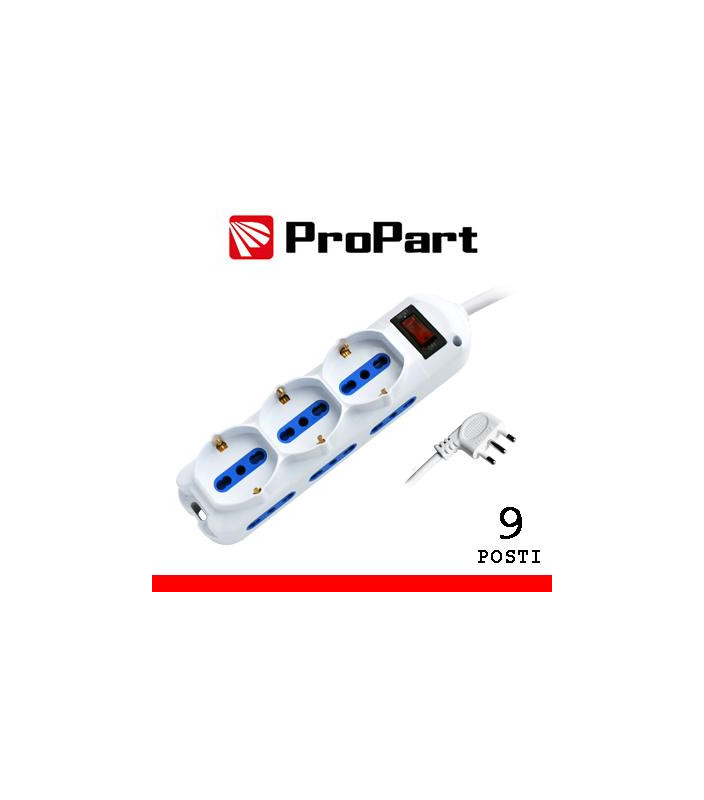 Multipresa 9pos bipasso + bipasso/schuko spina10A + inter.