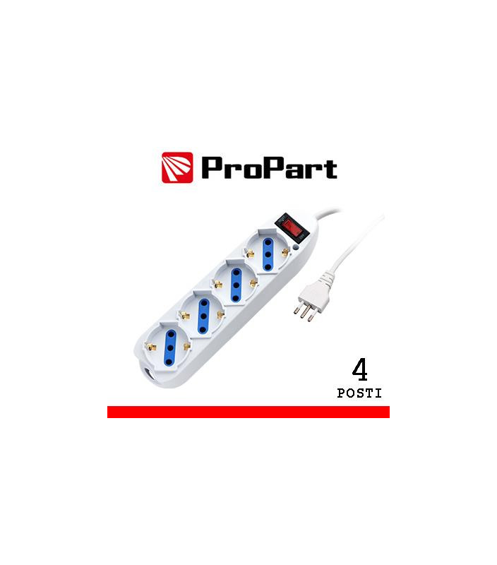 Multipresa 4pos bipasso/schuko spina10A +interr.