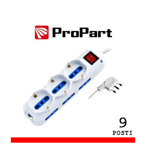 Multipresa 9pos bipasso + bipasso/schuko spina16A +interr.