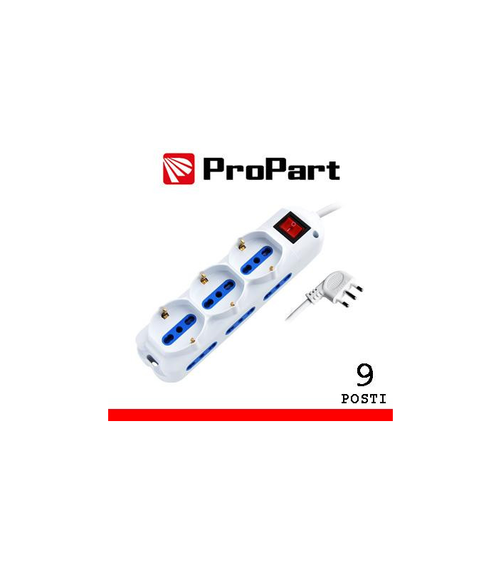 Multipresa 9pos bipasso + bipasso/schuko spina16A +int nera