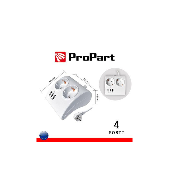 Multipresa da tavolo 2pos Schuko + 3 USB spina Schuko +inter