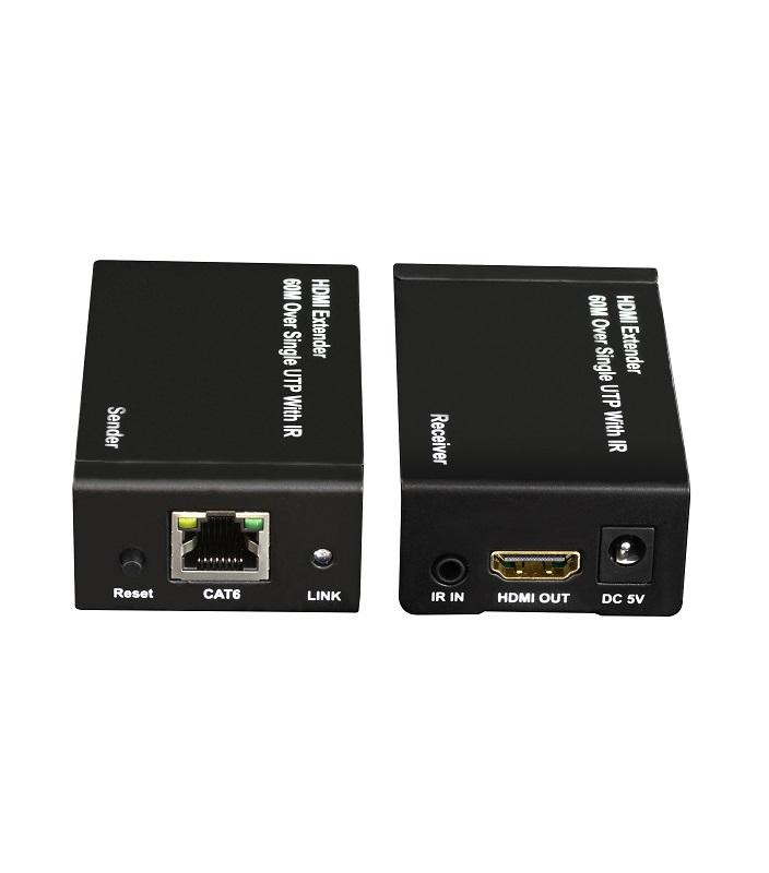 Kit TX-RX Extender HDMI, 60MT UTP, 1080p@60Hz, POE