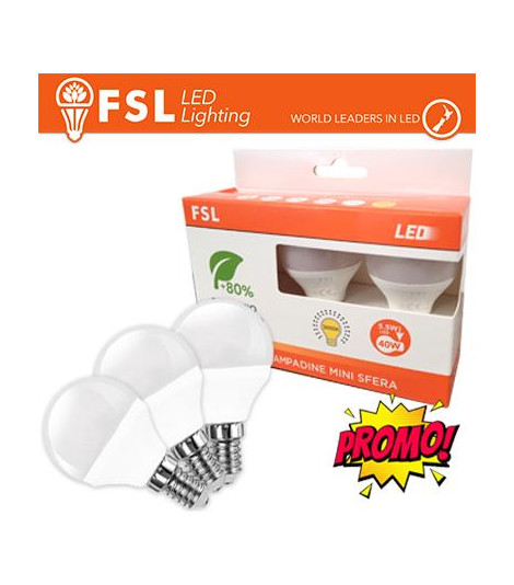 Lampada Mini Sfera E14: Confezione PROMO 3PACK - 6W 3000K