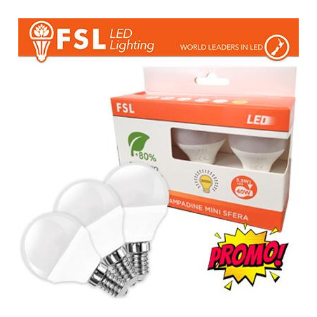 Lampada Mini Sfera E14: Confezione PROMO 3PACK - 6W 3000K