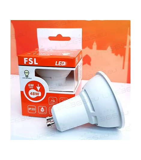 GU10 Lampadina LED - 6W 3000K 520LM 100° CRI80 Antiriflesso