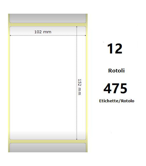 White 102x152mm, 475 Et/Rotolo Z-1000D,4x6x1 Core ,12 Rolls