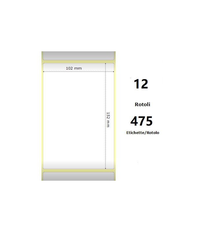 White 102x152mm, 475 Et/Rotolo Z-1000D,4x6x1 Core ,12 Rolls