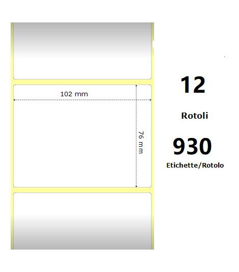 White 102x76mm, 930 Et/Rotolo Z-2000D 4x3x1 Core, 12 Rolls