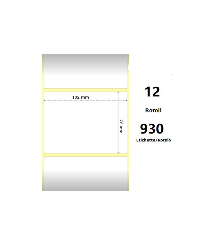 White 102x76mm, 930 Et/Rotolo Z-2000D 4x3x1 Core, 12 Rolls