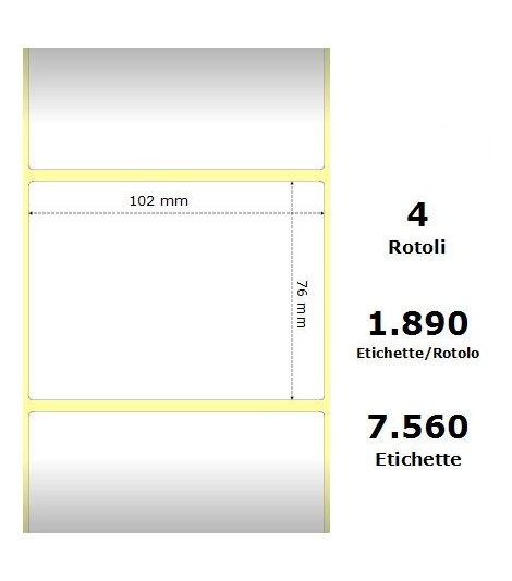 White 102x76mm,1890 Et/Rotolo Z-2000D, 4x3x3 Core, 4 Rolls