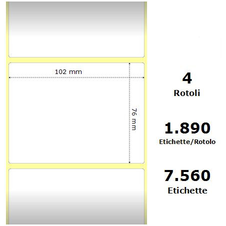 White 102x76mm,1890 Et/Rotolo Z-2000D, 4x3x3 Core, 4 Rolls