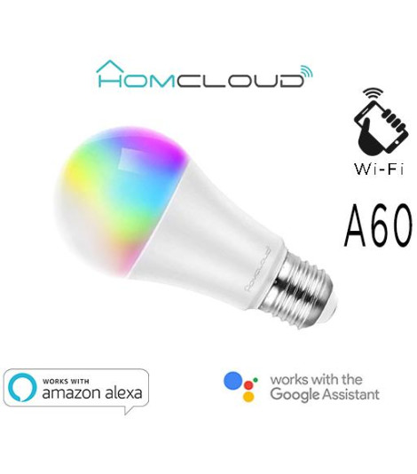 Lampadina Wi-Fi + Bluetooth RGB+Bianco caldo E27 A60 dimm