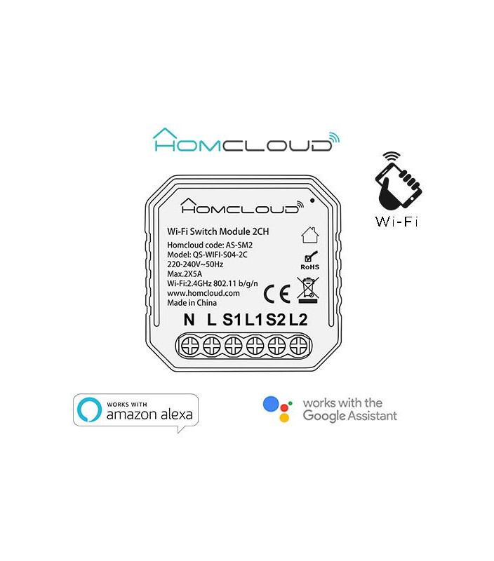 Modulo Interruttore 2CH Wi-Fi da incasso